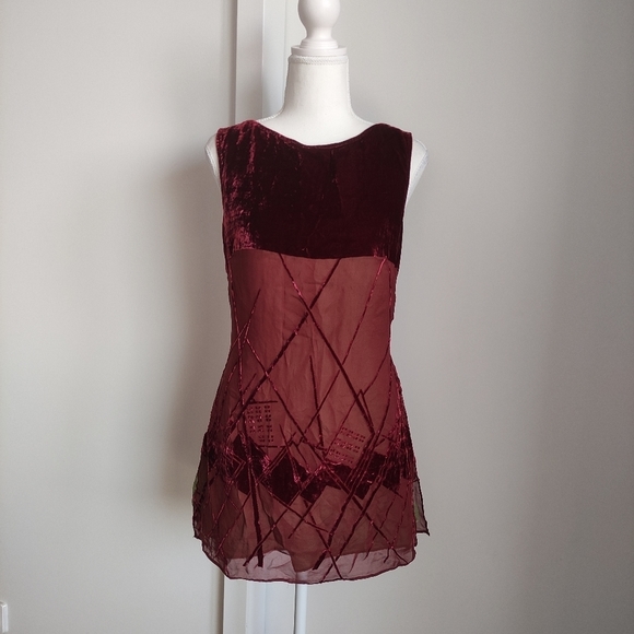 Veronika Maine contrast colour lining velvet sheer tunic - Picture 2 of 11